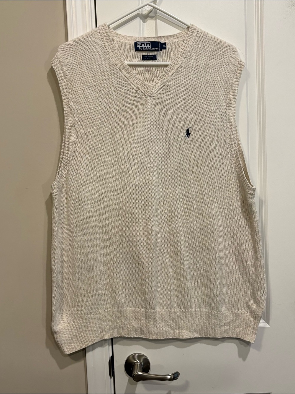 Vintage Polo Ralph Lauren Knit Sweater Vest Top in Ivory Size Men’s Large